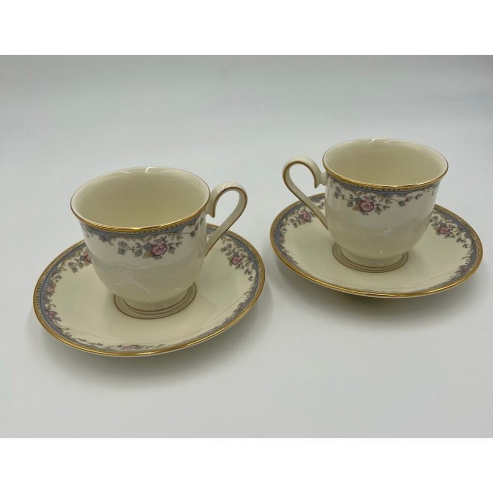 LENOX SOUTHERN VISTA FOOTED CUP AND SAUCER SET OF TWO - Picture 3 of 7